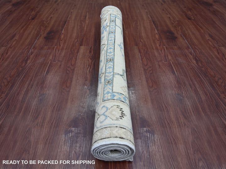 3'10" x 5'8" New Hand Knotted Ivory Wool Rectangle Oriental Rug - MOA10221981