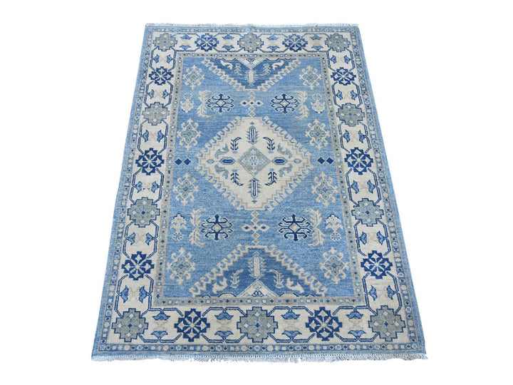 3'4" x 4'7" New Hand Knotted Blue Wool Rectangle Oriental Rug - MOA10221983