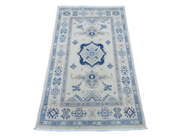 2'11" x 4'10" New Hand Knotted Ivory Wool Rectangle Oriental Rug - MOA10221984