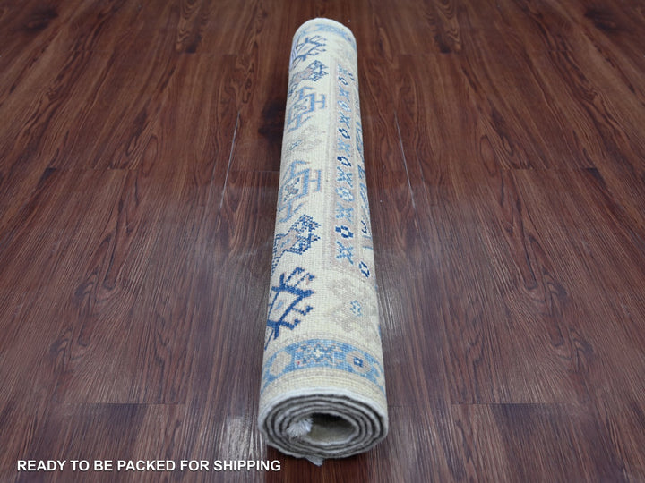 2'11" x 4'10" New Hand Knotted Ivory Wool Rectangle Oriental Rug - MOA10221984