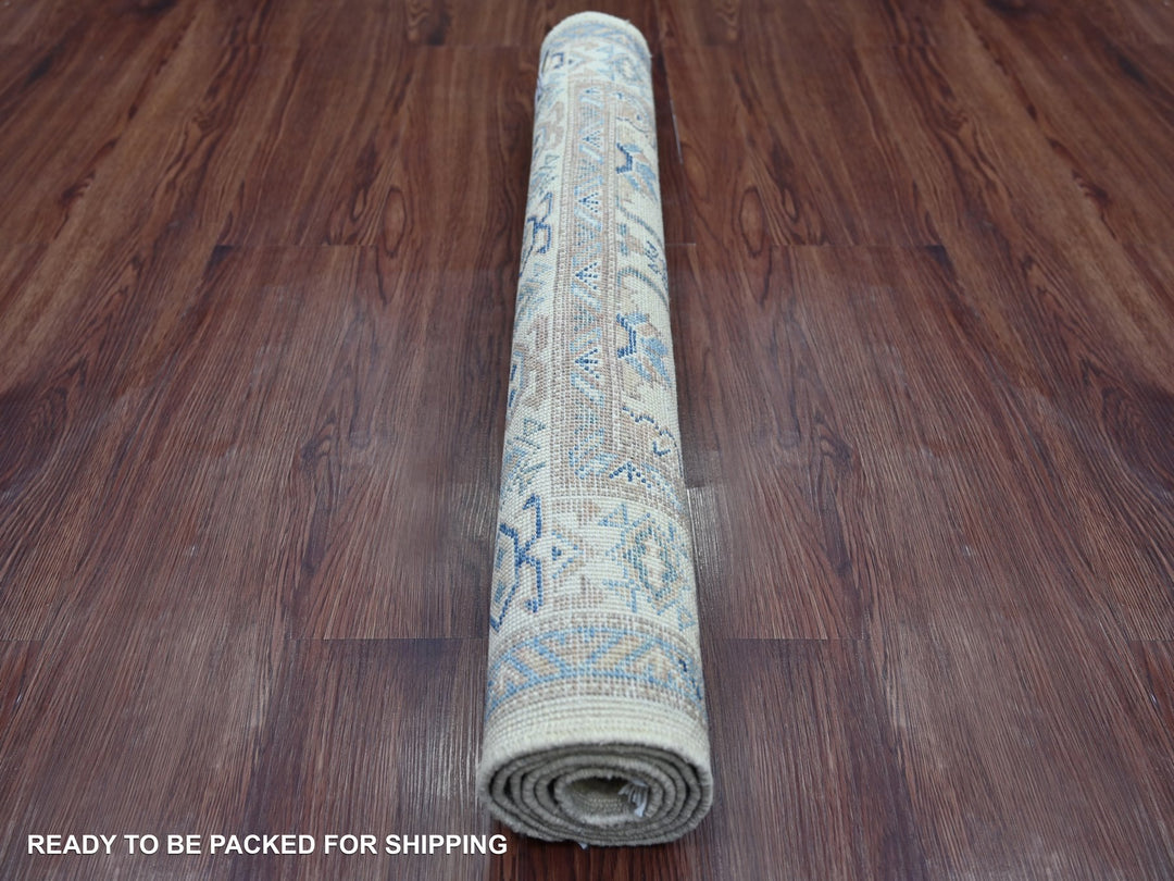 2'10" x 4'8" New Hand Knotted Ivory Wool Rectangle Oriental Rug - MOA10221988