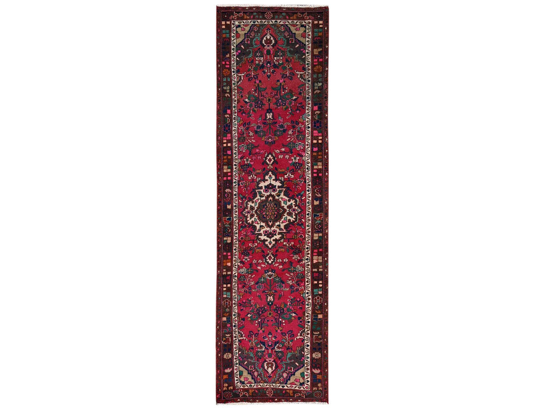 2'7" x 9'8" Vintage Hand Knotted Red Wool Runner Oriental Rug - MOA1022198