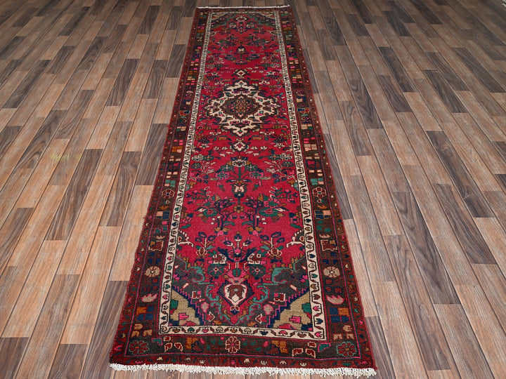 2'7" x 9'8" Vintage Hand Knotted Red Wool Runner Oriental Rug - MOA1022198
