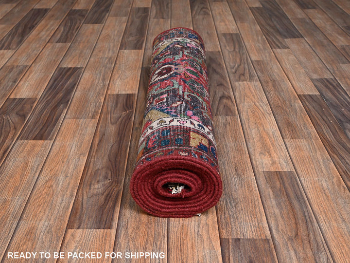 2'7" x 9'8" Vintage Hand Knotted Red Wool Runner Oriental Rug - MOA1022198