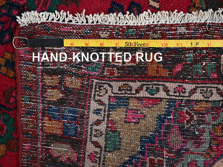 2'7" x 9'8" Vintage Hand Knotted Red Wool Runner Oriental Rug - MOA1022198