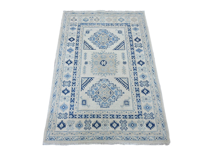 3'3" x 4'8" New Hand Knotted Ivory Wool Rectangle Oriental Rug - MOA10221992