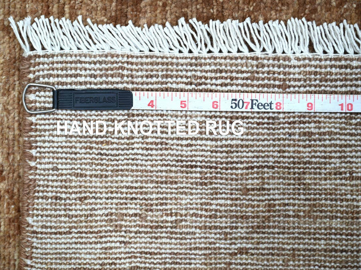 6'1" x 8'8" New Hand Knotted Brown Wool Rectangle Oriental Rug - MOA10221994