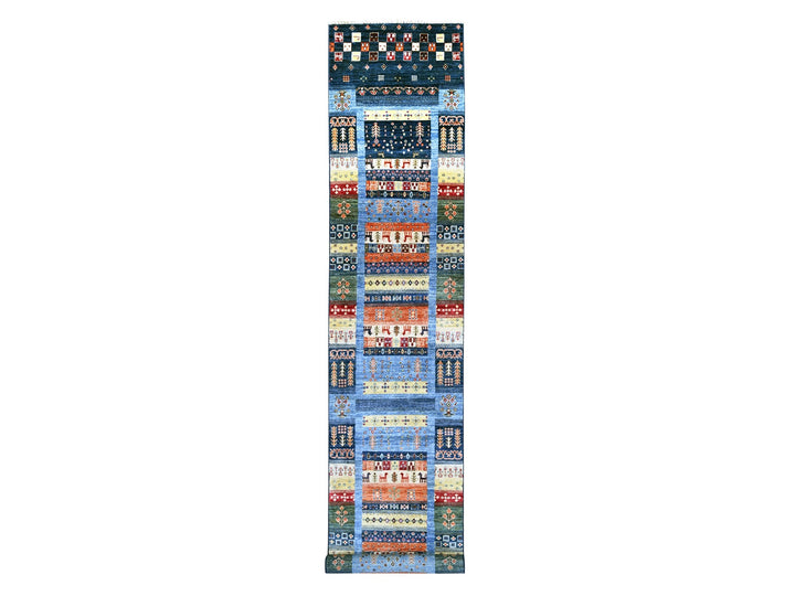 2'8" x 16'0" New Hand Knotted Blue Wool Runner Oriental Rug - MOA10221996