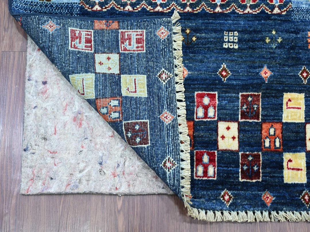 2'8" x 16'0" New Hand Knotted Blue Wool Runner Oriental Rug - MOA10221996