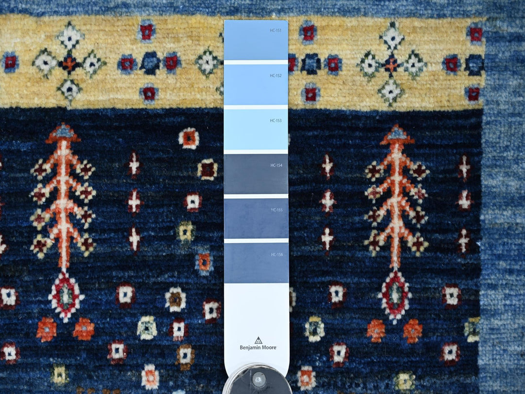 2'8" x 16'0" New Hand Knotted Blue Wool Runner Oriental Rug - MOA10221996