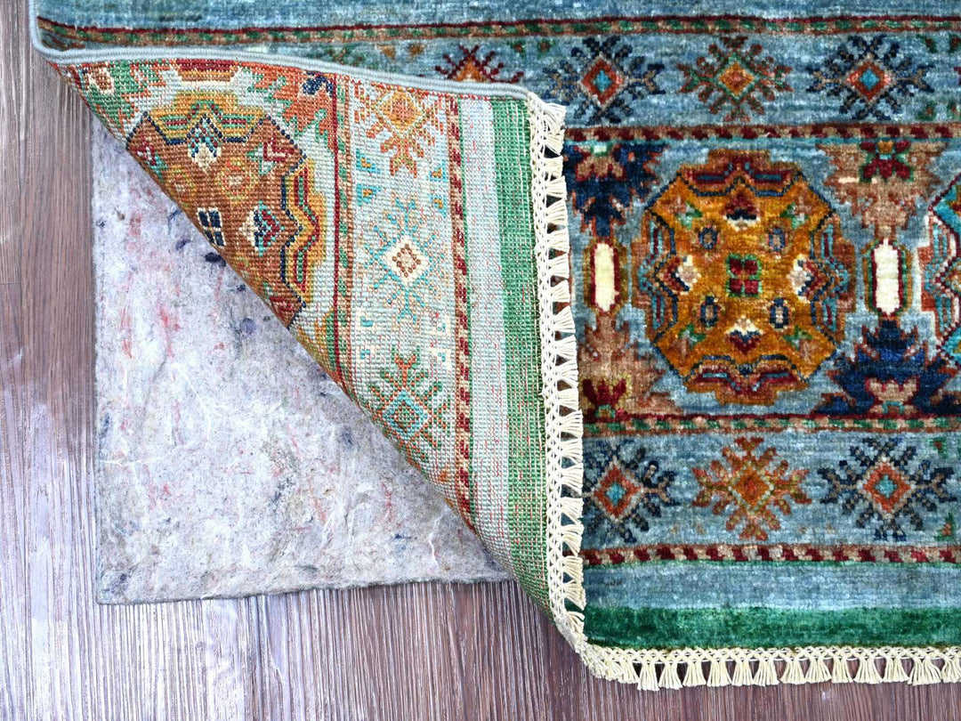2'7" x 3'11" New Hand Knotted Blue Wool Rectangle Oriental Rug - MOA10221998