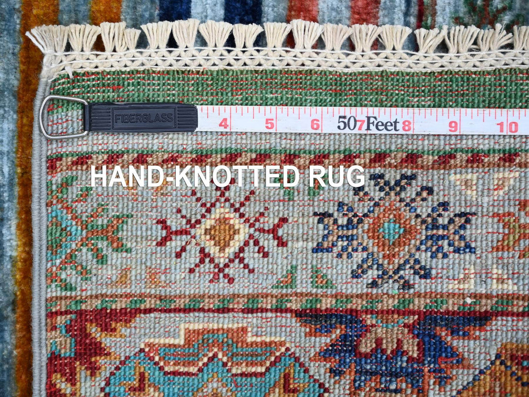 2'7" x 3'11" New Hand Knotted Blue Wool Rectangle Oriental Rug - MOA10221998