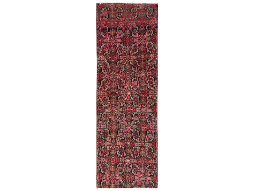 2'9" x 8'8" Vintage Hand Knotted Brown Wool Runner Oriental Rug - MOA1022199