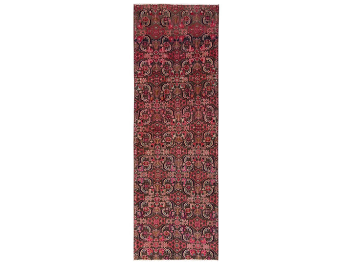 2'9" x 8'8" Vintage Hand Knotted Brown Wool Runner Oriental Rug - MOA1022199