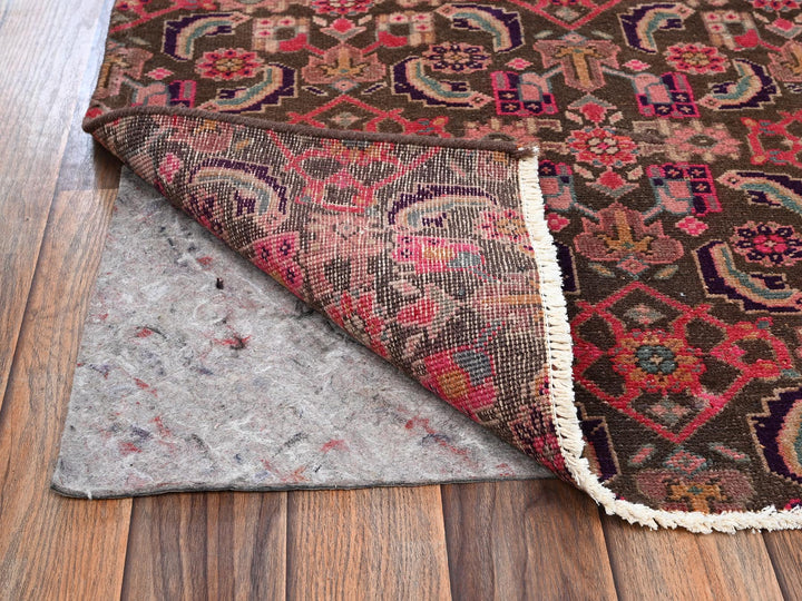 2'9" x 8'8" Vintage Hand Knotted Brown Wool Runner Oriental Rug - MOA1022199