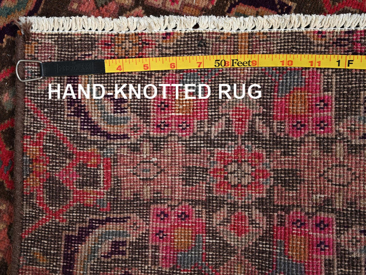 2'9" x 8'8" Vintage Hand Knotted Brown Wool Runner Oriental Rug - MOA1022199