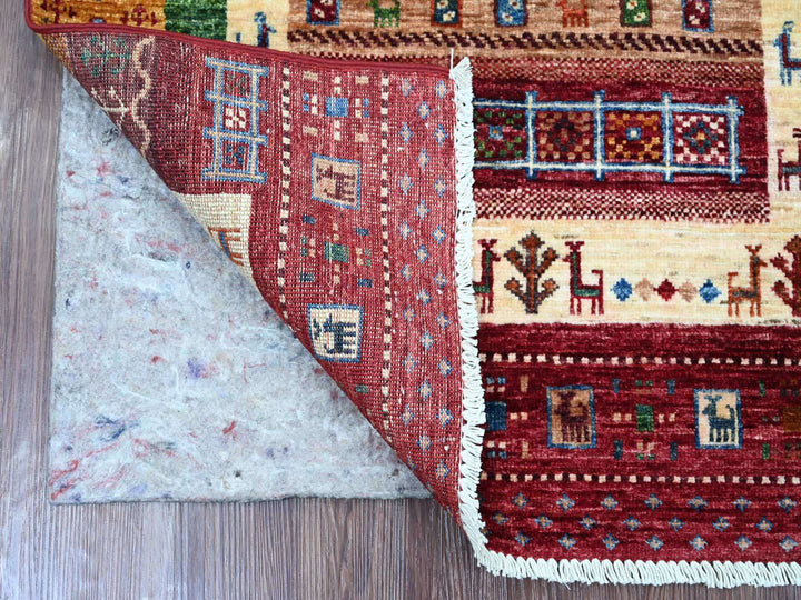 2'11" x 4'1" New Hand Knotted Red Wool Rectangle Oriental Rug - MOA10222002