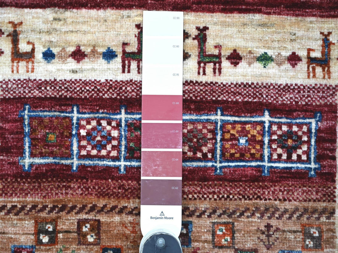 2'11" x 4'1" New Hand Knotted Red Wool Rectangle Oriental Rug - MOA10222002