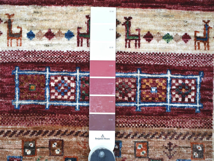 2'11" x 4'1" New Hand Knotted Red Wool Rectangle Oriental Rug - MOA10222002