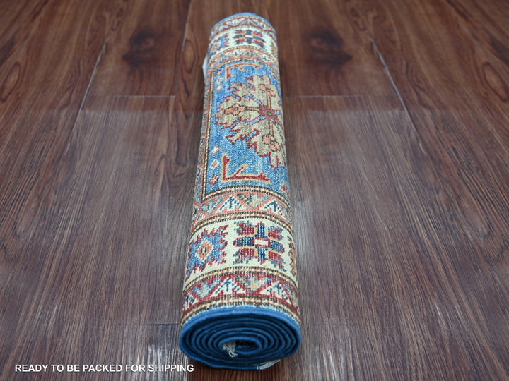2'0" x 5'11" New Hand Knotted Blue Wool Runner Oriental Rug - MOA10222006