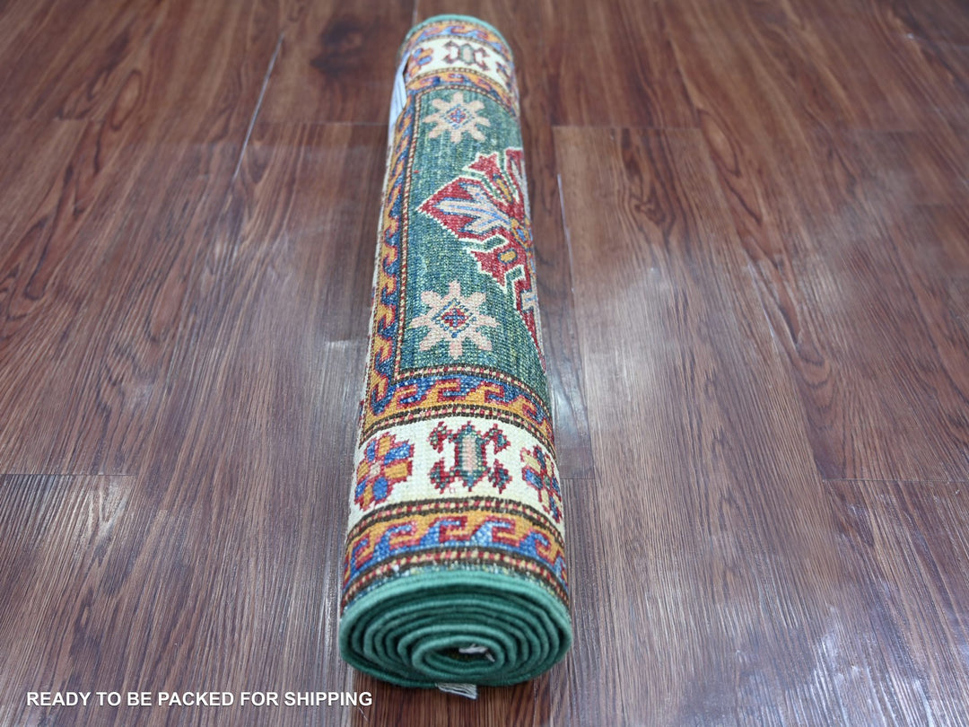 2'0" x 5'8" New Hand Knotted Green Wool Runner Oriental Rug - MOA10222007