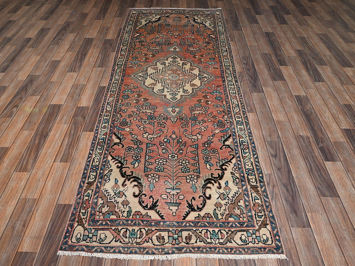 3'3" x 8'9" Vintage Hand Knotted Red Wool Runner Oriental Rug - MOA1022200