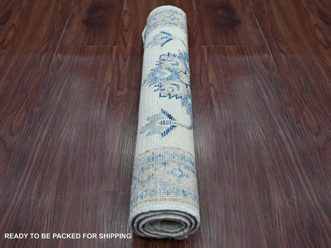 1'11" x 2'11" New Hand Knotted Ivory Wool Rectangle Oriental Rug - MOA10222010