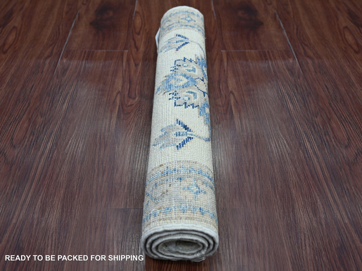 1'11" x 2'11" New Hand Knotted Ivory Wool Rectangle Oriental Rug - MOA10222010