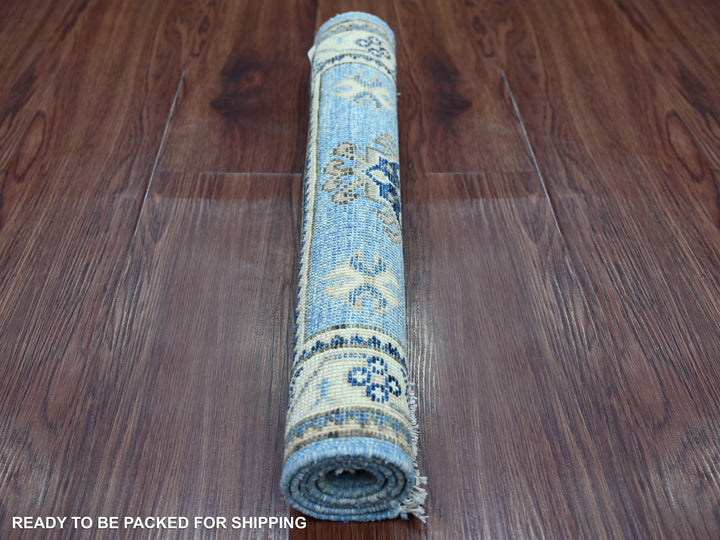 1'11" x 2'10" New Hand Knotted Blue Wool Rectangle Oriental Rug - MOA10222014