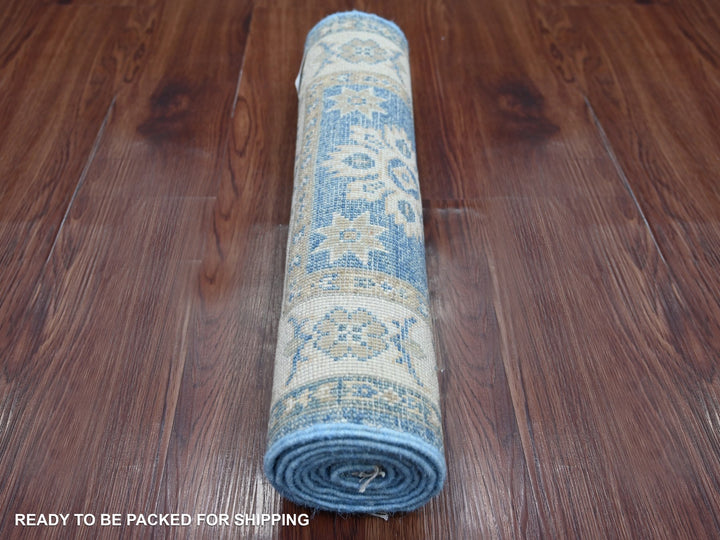 1'11" x 5'8" New Hand Knotted Blue Wool Runner Oriental Rug - MOA10222015