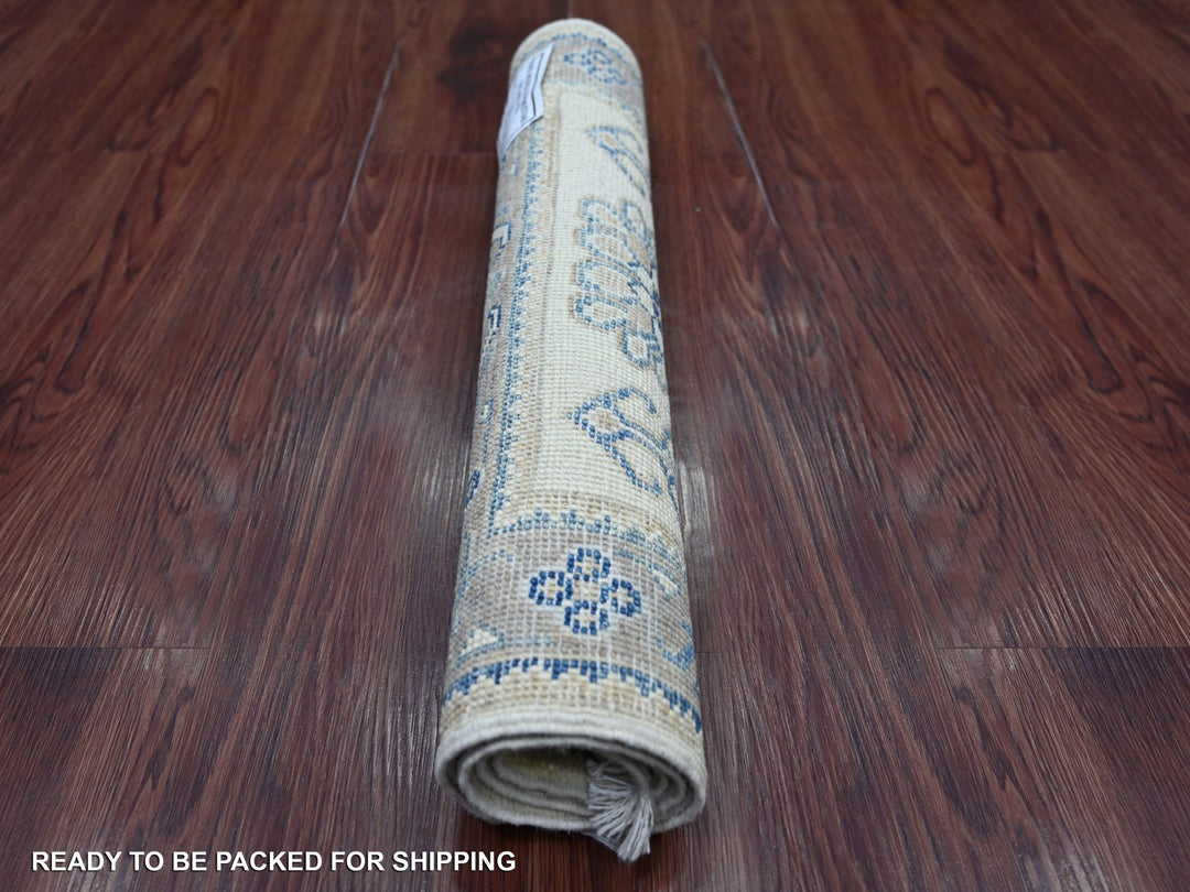 1'10" x 2'9" New Hand Knotted Ivory Wool Rectangle Oriental Rug - MOA10222018