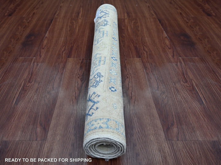 2'11" x 4'9" New Hand Knotted Ivory Wool Rectangle Oriental Rug - MOA10222019