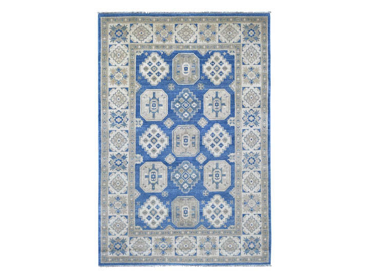 5'10" x 8'8" New Hand Knotted Blue Wool Rectangle Oriental Rug - MOA10222022