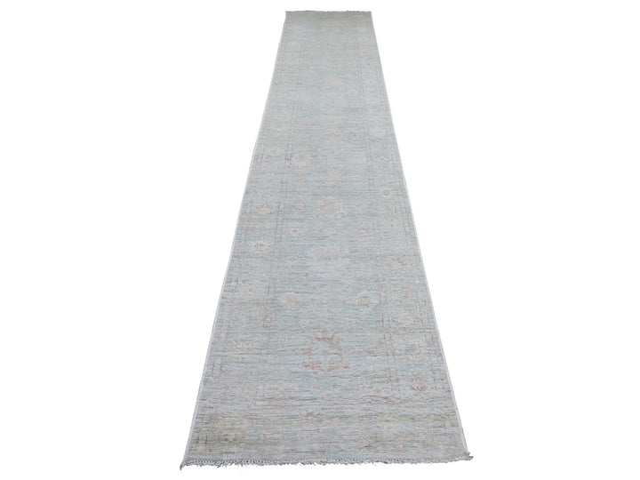 2'8" x 13'8" New Hand Knotted Blue Wool Runner Oriental Rug - MOA10222024