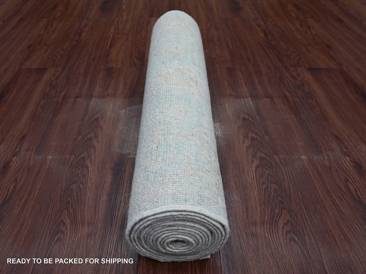 2'8" x 13'8" New Hand Knotted Blue Wool Runner Oriental Rug - MOA10222024