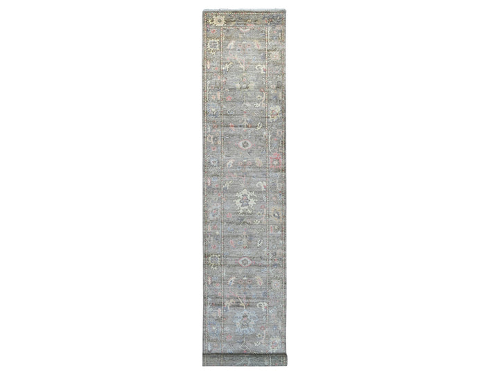 2'10" x 17'0" New Hand Knotted Brown Wool Runner Oriental Rug - MOA10222025