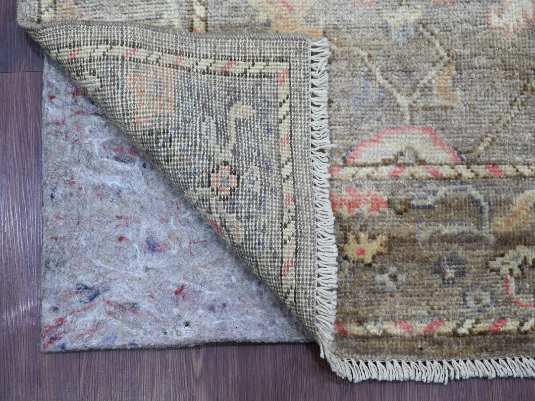 2'10" x 17'0" New Hand Knotted Brown Wool Runner Oriental Rug - MOA10222025