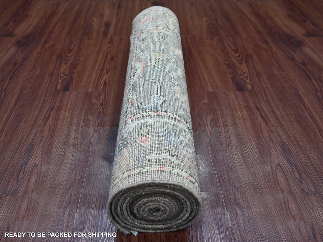 2'10" x 17'0" New Hand Knotted Brown Wool Runner Oriental Rug - MOA10222025