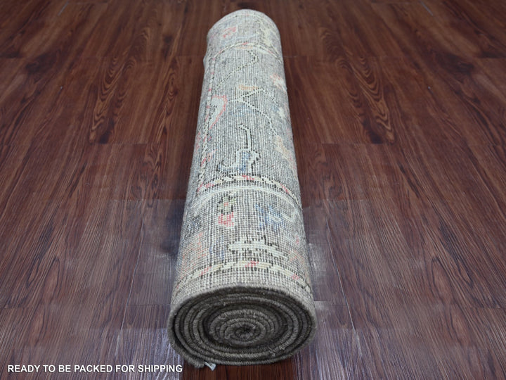 2'10" x 17'0" New Hand Knotted Brown Wool Runner Oriental Rug - MOA10222025