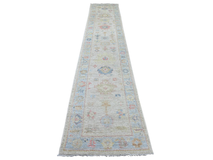 2'8" x 13'11" New Hand Knotted Grey Wool Runner Oriental Rug - MOA10222029