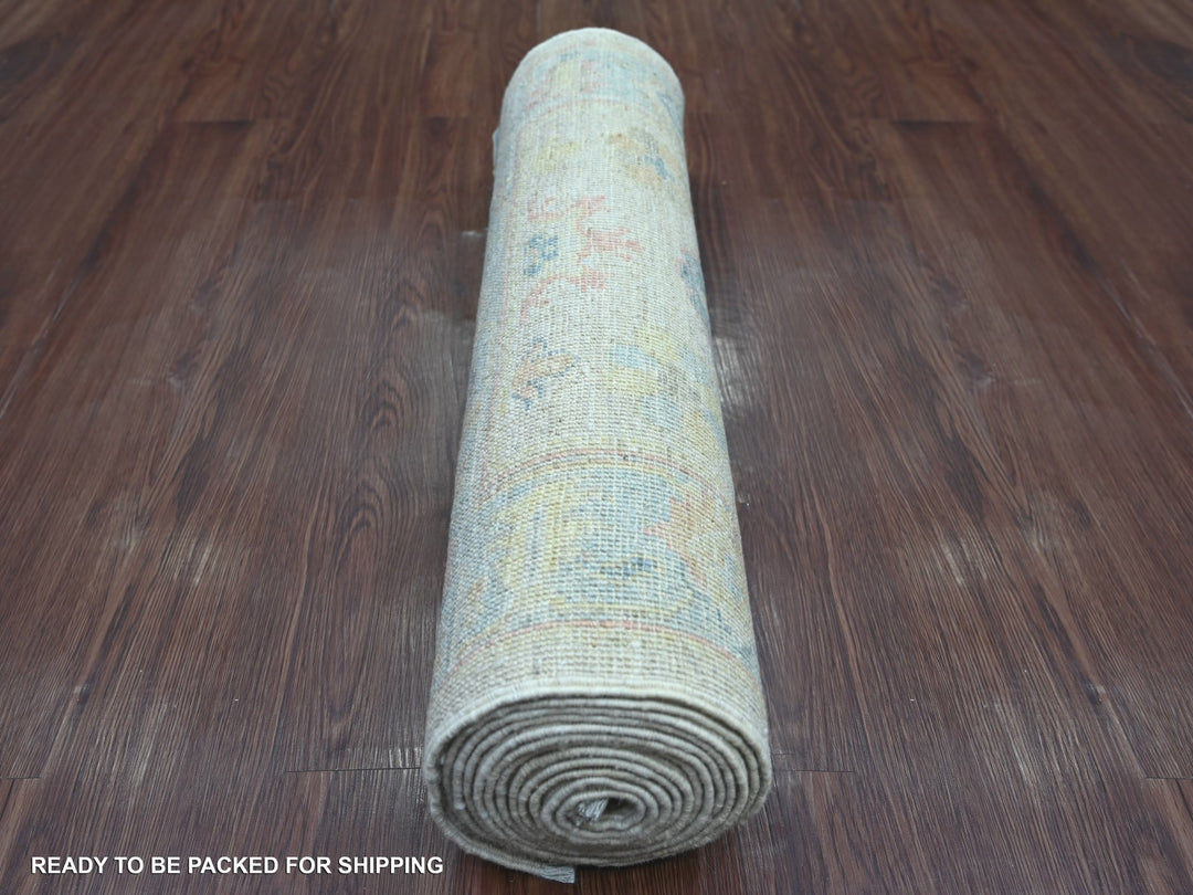 2'8" x 13'11" New Hand Knotted Grey Wool Runner Oriental Rug - MOA10222029