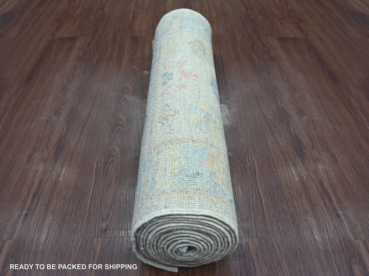 2'8" x 13'11" New Hand Knotted Grey Wool Runner Oriental Rug - MOA10222029