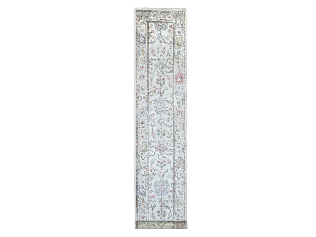 2'9" x 15'8" New Hand Knotted Ivory Wool Runner Oriental Rug - MOA10222031