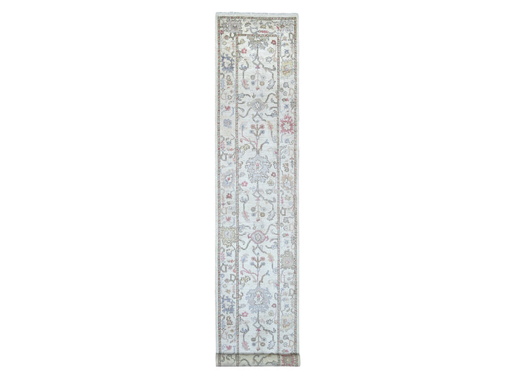 2'9" x 15'8" New Hand Knotted Ivory Wool Runner Oriental Rug - MOA10222031