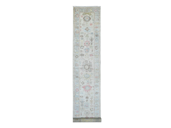 2'9" x 17'3" New Hand Knotted Grey Wool Runner Oriental Rug - MOA10222032