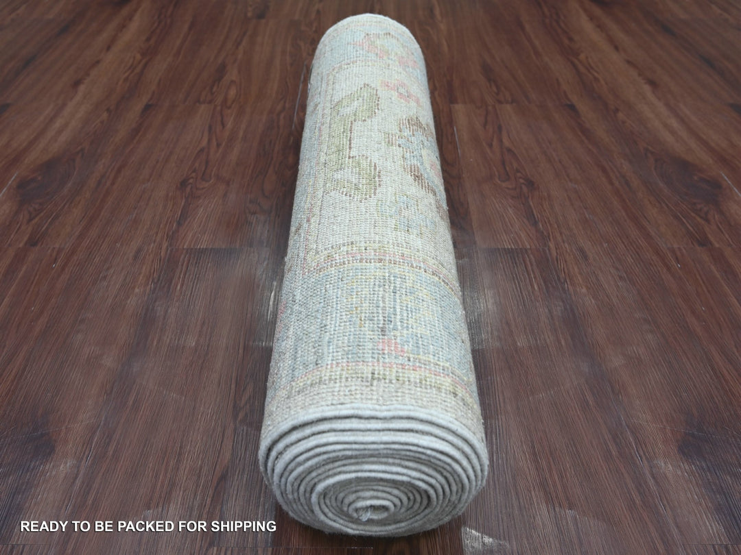 2'9" x 17'3" New Hand Knotted Grey Wool Runner Oriental Rug - MOA10222032