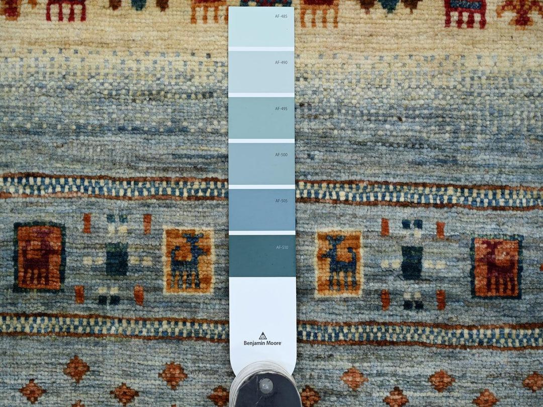 2'6" x 7'1" New Hand Knotted Blue Wool Runner Oriental Rug - MOA10222036
