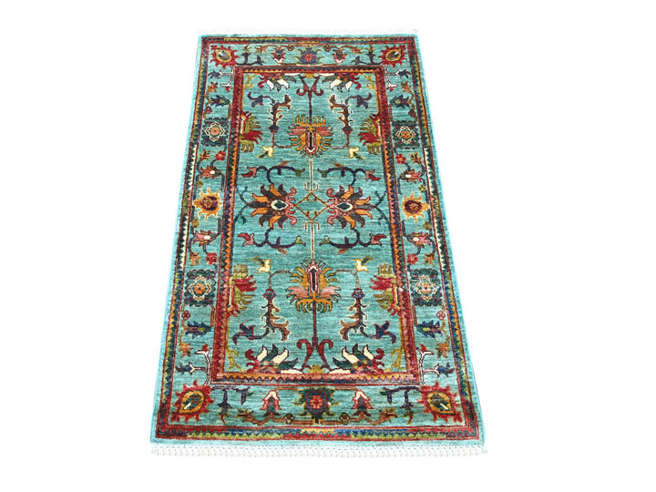 2'7" x 4'5" New Hand Knotted Blue Wool Rectangle Oriental Rug - MOA10222037