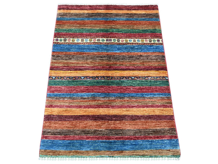 2'9" x 3'10" New Hand Knotted Multicolored Wool Rectangle Oriental Rug - MOA10222038