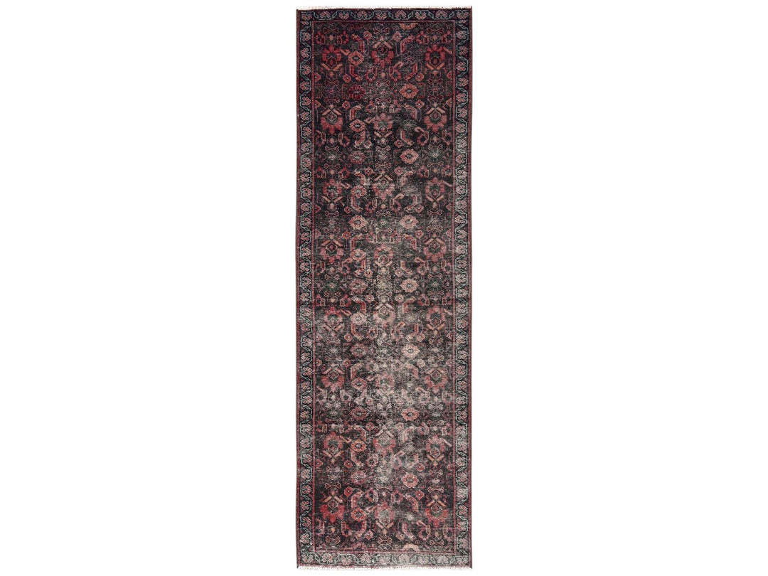 2'7" x 8'7" Vintage Hand Knotted Brown Wool Runner Oriental Rug - MOA1022203